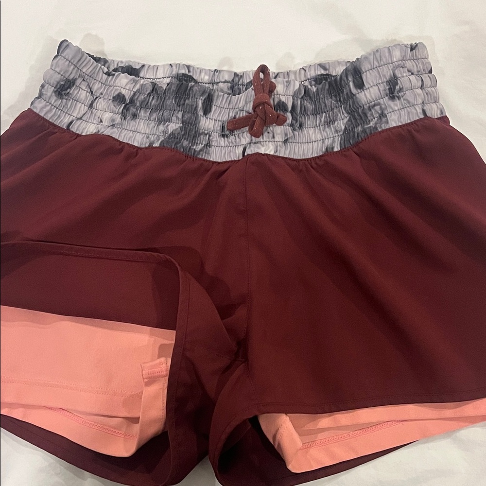 Stylish Maroon and Gray Women's Shorts